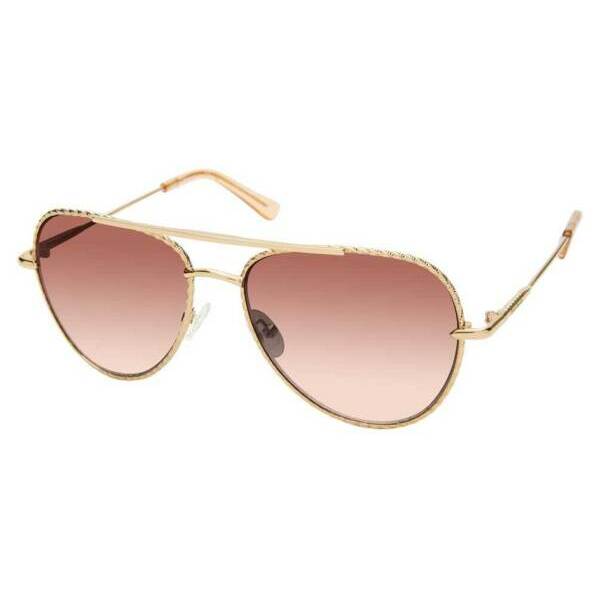 ハーレーダビッドソンHarley-Davidson Womens Aviator Bejeweled Sunglasses, Gold Frame & Brown Lenses