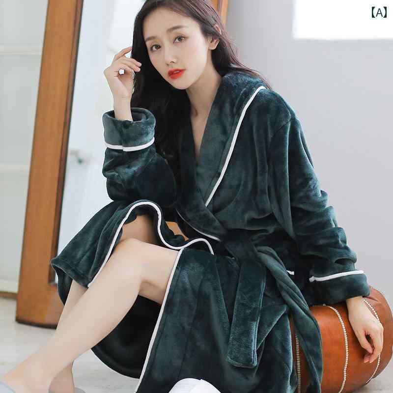 ガウン レディース 冬 パジャマ コーラル 起毛 厚手 暖かい 長袖 ロング カップル バスローブ ルームウェア メンズ おそろい 緑 グレー 赤