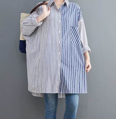 個性的 トップス シャツ ロング ロング丈 袖あり 長袖 ボリューム袖 ワイド コットン 大人可愛い カジュアル 大人 おしゃれ かっこいい 大人可愛い 大人女子 こなれ感 ラフ メンズライク ボーイ