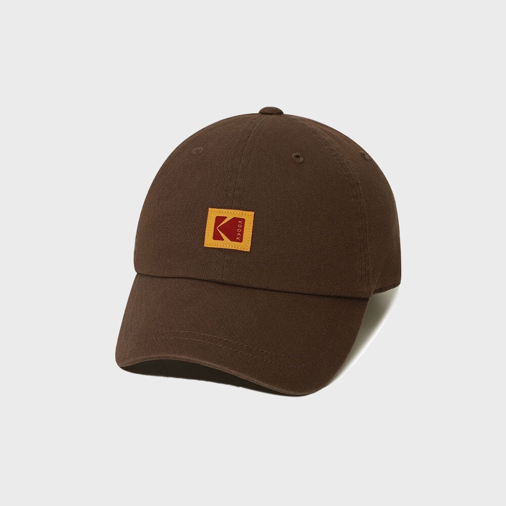 コダックアパレルリラックスフィットスクエアロゴボールキャップブラウン