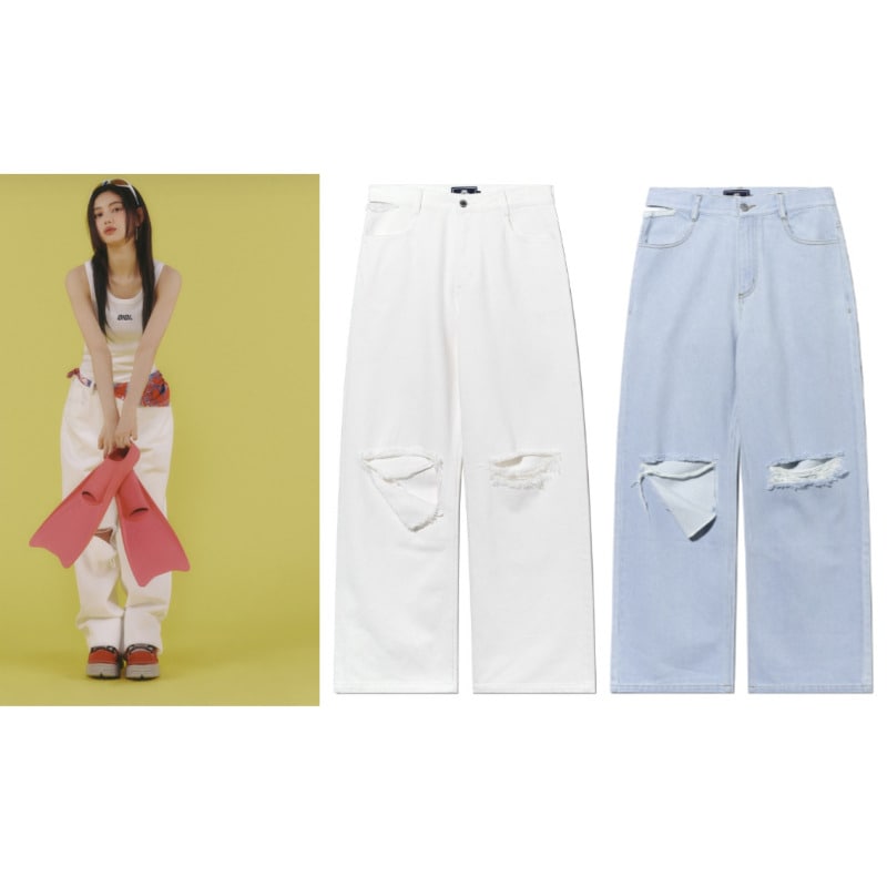 【New jeans】DESTROYED WIDE W デニムパンツ