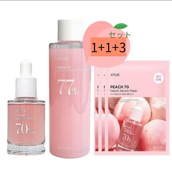 [桃3セット] トナー250ml + セラム30ml + マスクパック3個