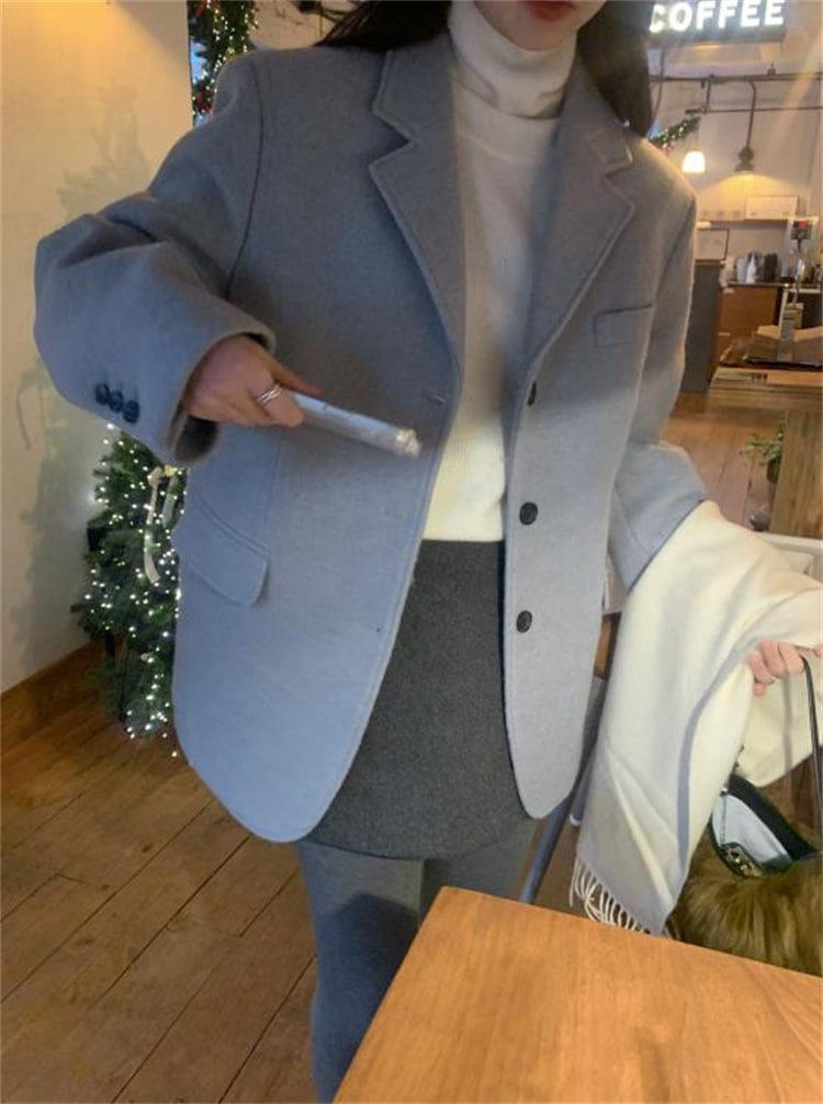 激安セール ウィンターコート ウール混 ルーズシルエット シンプルデザイン