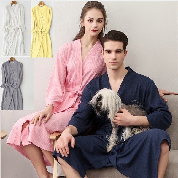 ホテル 半袖 メンズ ワッフルバスローブ バスローブ 夏用 男女兼用ナイトガウンメンズバスローブ 薄