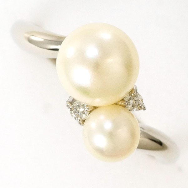 PT900 プラチナ リング 11.5号 パール(真珠) 約5～7mm ダイヤ ジュエリー 中古
