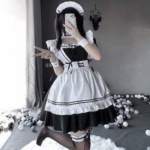 [6点セット] 新作入荷 メイド服メイドセットロリータメイド可愛いロリータ洋服のビッグサイズコスプレ