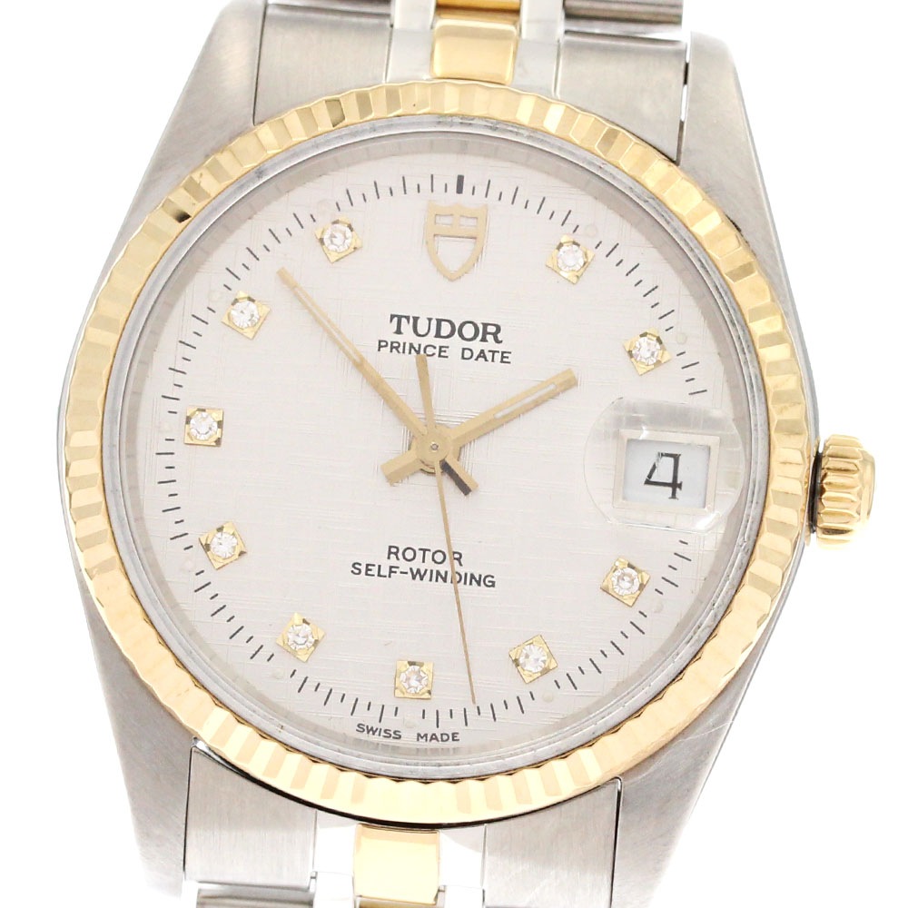 チュードル TUDOR 74033 プリンス デイト 10Pダイヤ YGコンビ cal.2824-2 自動巻き メンズ 良品 _871471【中古】