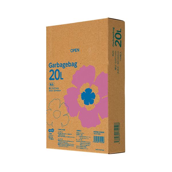 （まとめ）TANOSEE ゴミ袋エコノミー乳白半透明 20L BOXタイプ 1箱（110枚）10セット