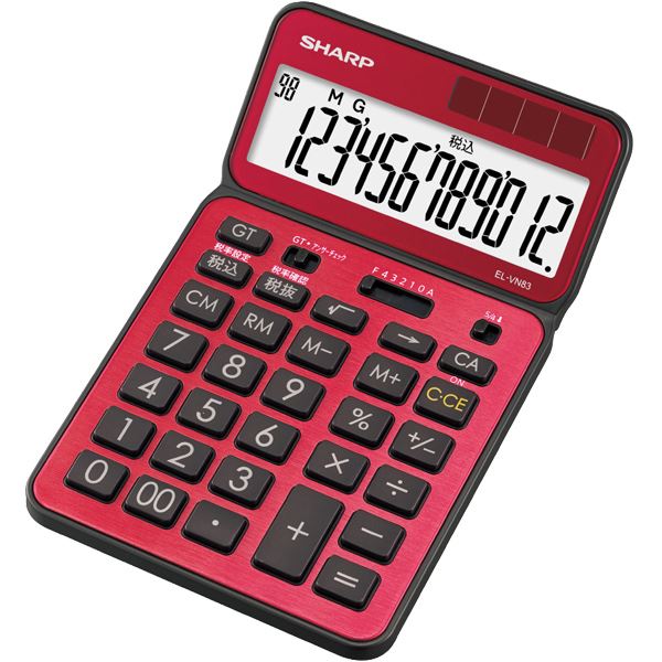 電卓 12桁 （ナイスサイズタイプ） レッド系（スタイリッシュレッド） EL-VN83-RX