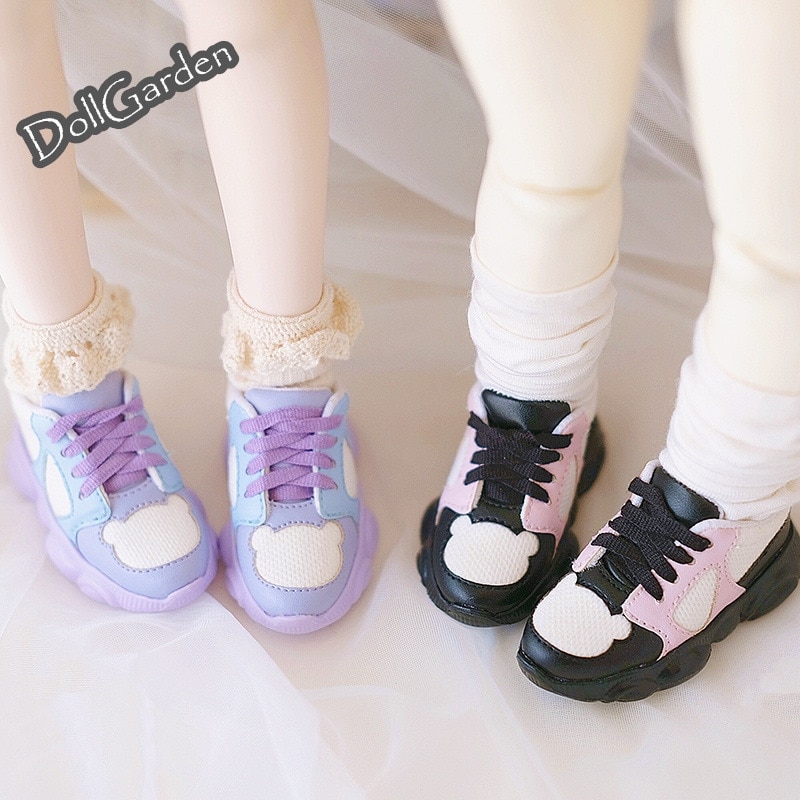 BJD ドール靴 小熊底 配色 可愛い スニーカー 幼SD/MSD/MDD/SD/DDサイズ球体関節人形用シューズ