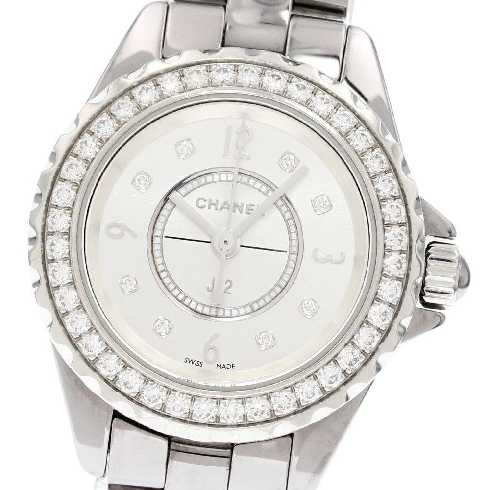 シャネル CHANEL H3402 J12 クロマティック ダイヤベゼル クォーツ レディース 良品 _866417【中古】