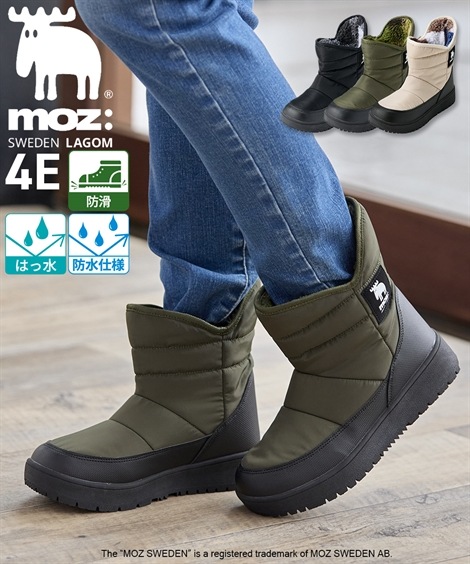 レインブーツ ゆったり幅広 moz モズ 防水防滑すぽっとブーツ ワイズ４Ｅ