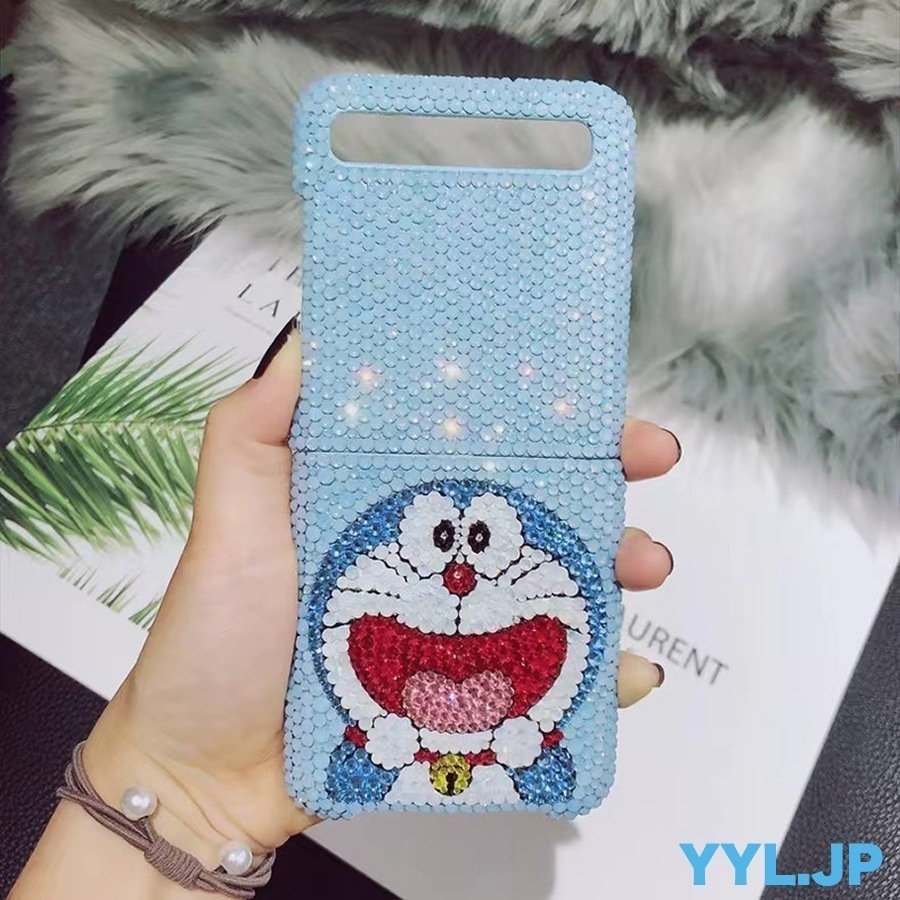 ハンドメイド galaxy z fold7ケース ドラえもん galaxy z flip7 ケース キャラクターfold6/5/4/3 flip6ケース flip5/4/3 キラキラのラインストーンGALAXY ケース
