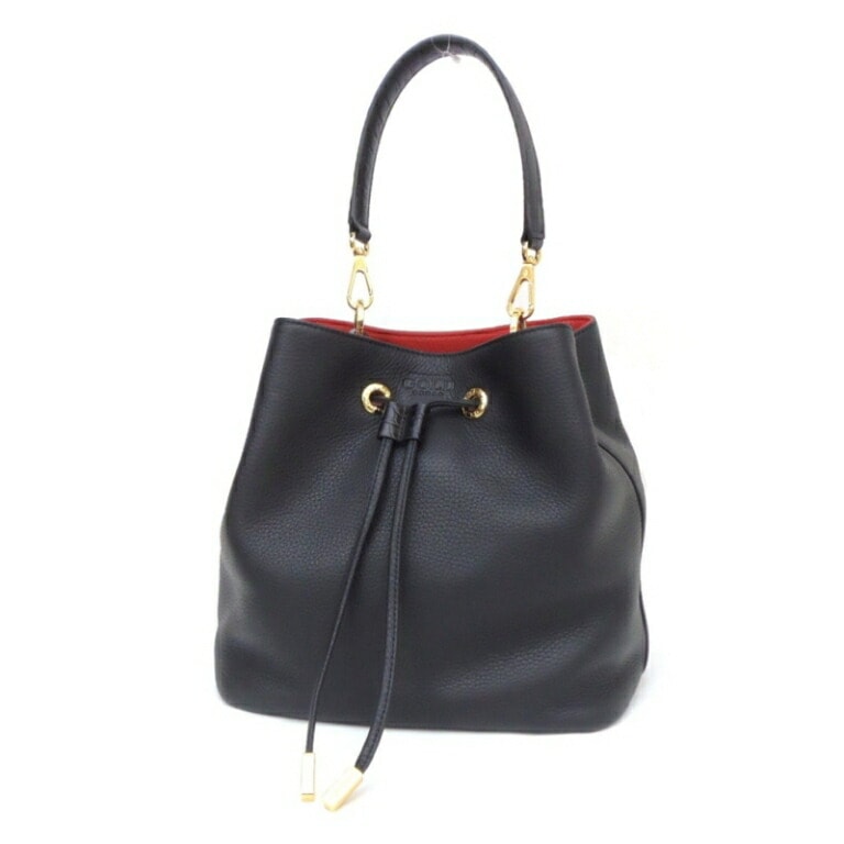 COCOCELUX GOLD ｼｮﾙﾀﾞｰﾊﾞｯｸﾞ 巾着ﾊﾞｯｸﾞ 黒 赤 ﾚｻﾞｰ(52915)