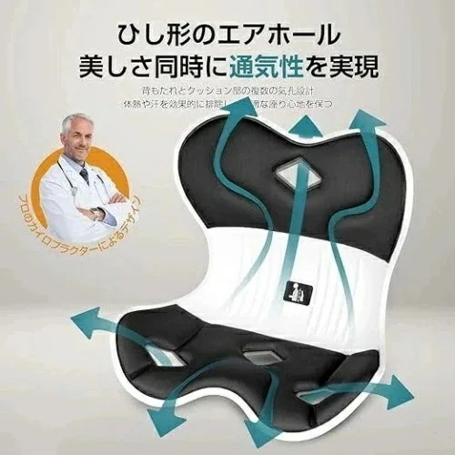骨盤から腰をサポート 高反発メモリー綿 腰当て クッション 軽量 持ち運び簡単 椅子や床に置いて座るだけ 猫背改善 腰が痛くならない 腰椎椎間板ヘルニア予防 オフィス テレワーク