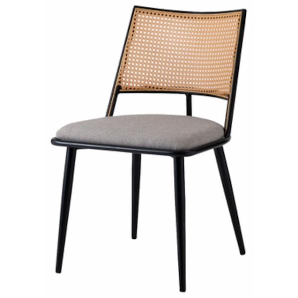 ラタン調背もたれとファブリック座面のジャパンディなダイニングチェア スクエア カフェ ジャパンディ 北欧 ナチュラル チェア ダイニング ダイニングキッチン