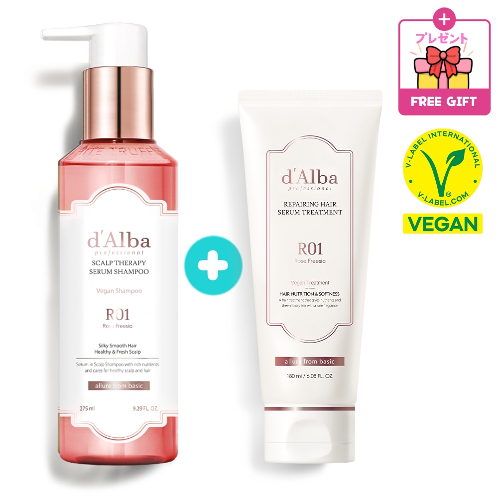 [NEW set]ヘア スカルプ セラピー セラム シャンプー 275ml+ヘア セラム トリートメント 180ml ロゼ フリージア ヴィーガン リペアリング ヘアケアの香り 脱毛 頭皮