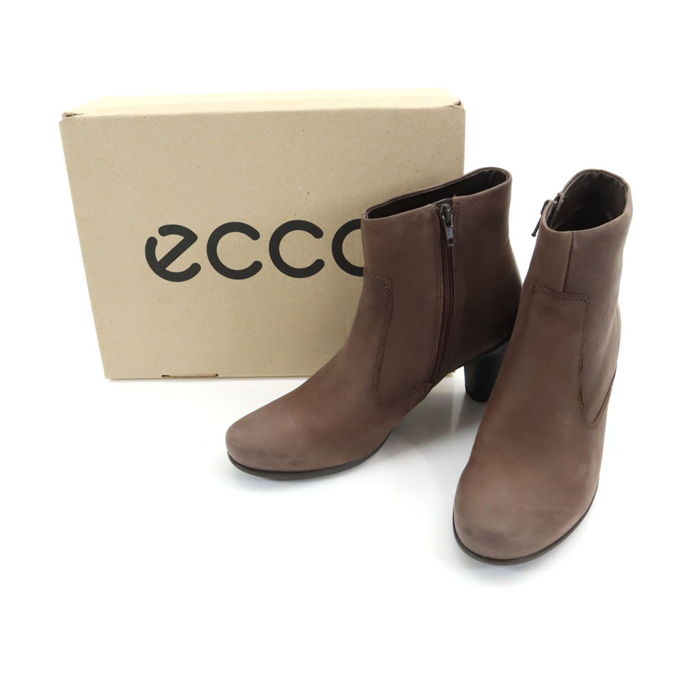 レザー アンクル ブーツ 39 ブラウン 箱付き23356302072 ショート レディース 古着