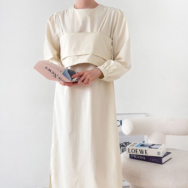 Hスタイル(OP)カービナシセットワンピース 秋 ワンピース 長袖 OPS デイリールック デートルック オフィスルック