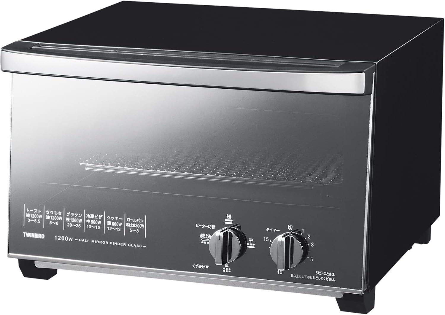 ツインバードトースターオーブントースター4枚焼き出力切替(300W～1200W)スワロー三条の奇跡タイリッシュ【メーカー保証1年】ブラック ブラックTS-D047B