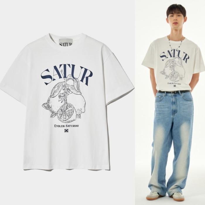 【SATUR】 CAPRI CITRON DRAWING SUMMER GRAPHIC T-SHIRTS : RESORT IVORY