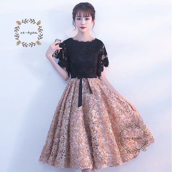 パーティードレス 結婚式 ワンピース ひざ丈 ドレス 二次会 40代 50代 フォーマル 袖あり きれいめ お呼ばれ 結婚式ドレス 披露宴 フォーマルドレス