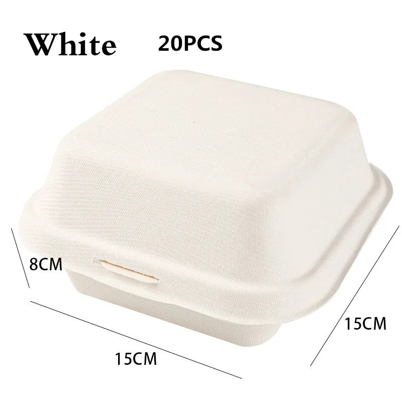 10/20個使い捨て弁当食品容器ベーキングデザートモールドケーキボウル包装バーガースナックボックス電子レンジホーム弁当 White-20pcs 5,243円