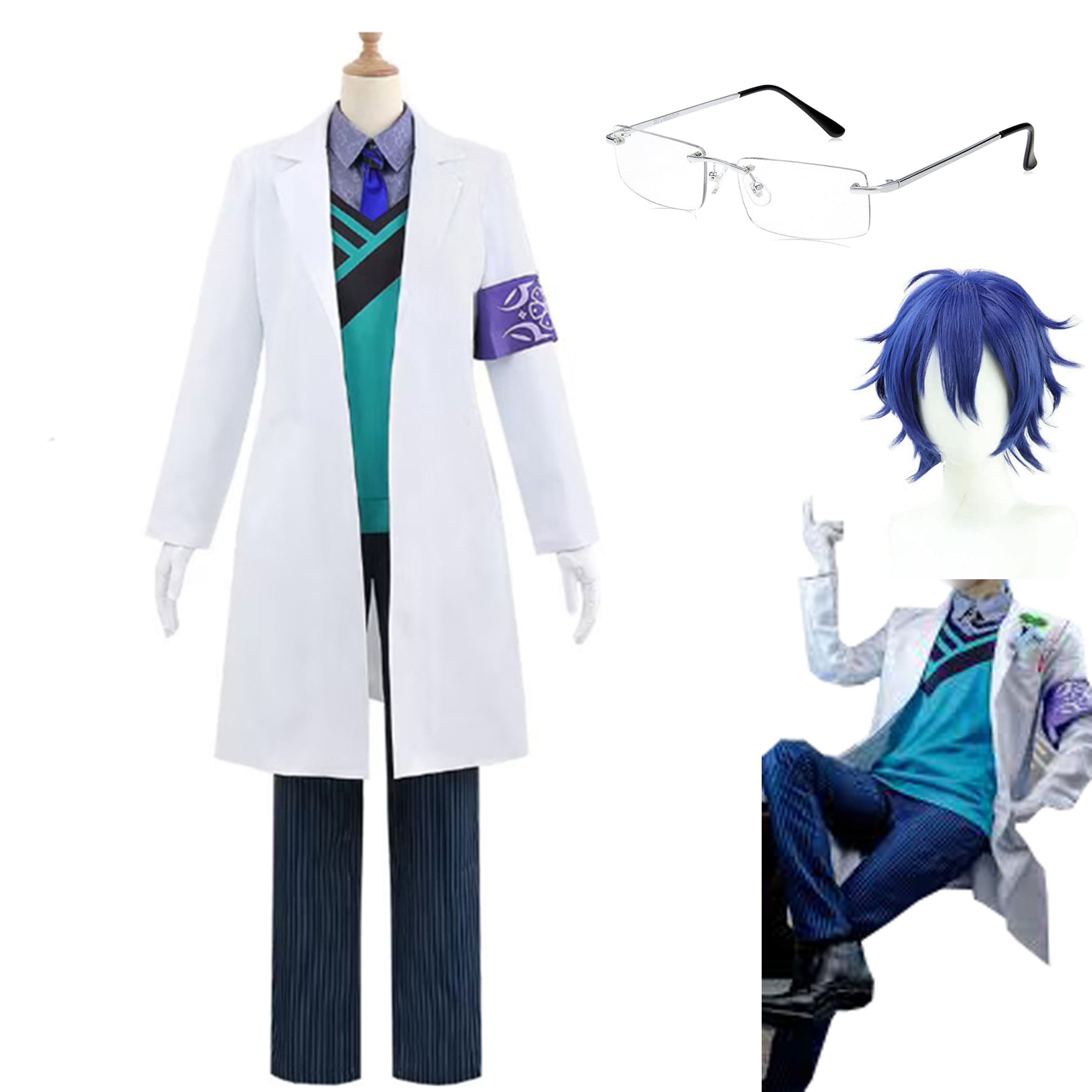 【全シリーズ発売中】 【値引き中】ウィッグ コスプレ衣装＋手袋＋メガネ付き 舞台服 ステージ服 学園祭 ハロウィン 仮装 衣装 コスプレ 撮影 コスプレ衣装 Vincent