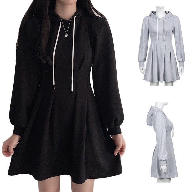 春 夏 スウェットワンピース 長袖 レディース ワンピース ショートワンピ 長袖ワンピース ミニ丈 春 ショートワンピース 着痩せ フード付き スウェット