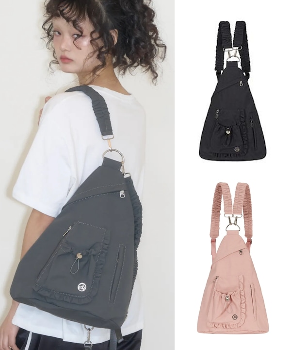 センソユニコ　tb 2way リュック キルティング　ドット刺繍 Qoo10 ILLIGO SLING SHIRRING 2way/