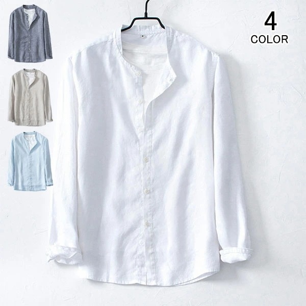 シャツあなたの生活にメンズも長袖 綿麻 リネンシャツ カッターシャツ スリムシャツ 無地 トップス カジュアル 麻シャツ メンズファッション スウェット キレイめ 春夏秋 aaa 4,586円