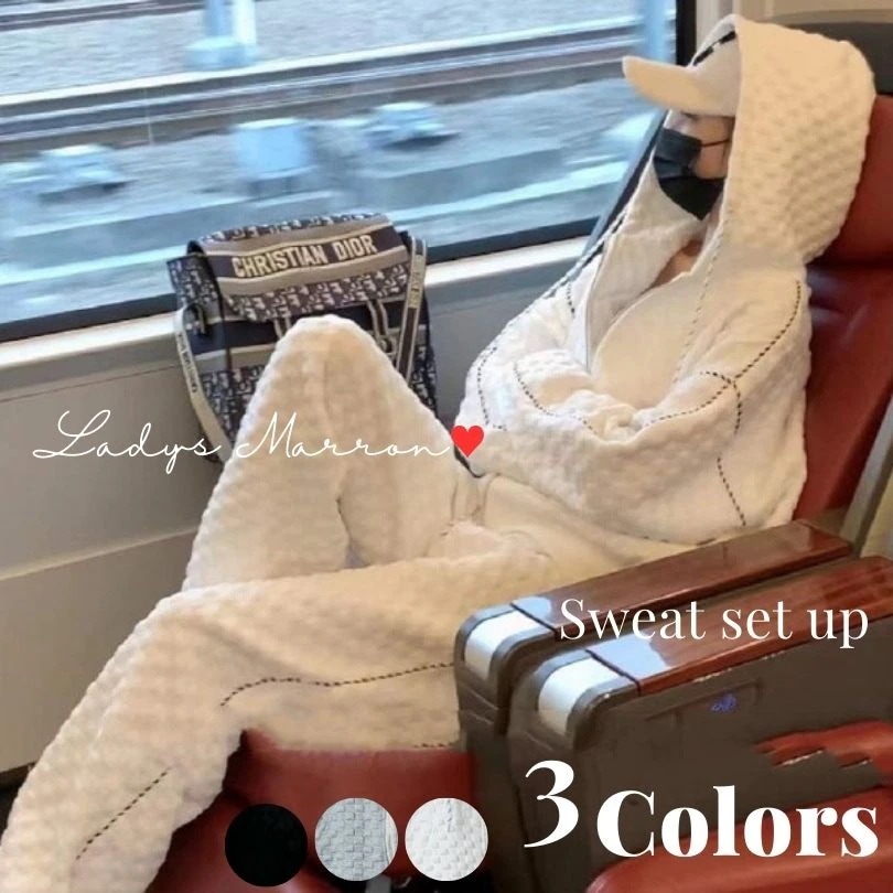 【急速出荷 2025年新作】パーカーセットアップ スウェット セットアップ レディース ジャージ 上下 スエット ジョガーパンツ かわいい 白ジャージ 白スウェット ツーピース 2点セット フード付き