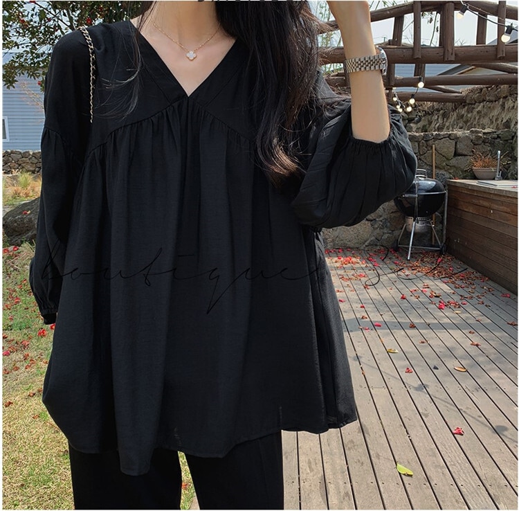 レディース トップス カットソー 7分袖 萌袖 フリル袖 Vネック 襟なし フレア Aライン 綿 麻 大人可愛い きれいめ シンプル カジュアル 上品 こなれ感 ラフ マニッシュ 都会的 ナチュラル