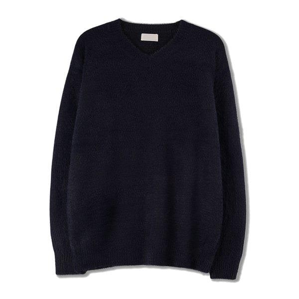 メンズ ソフト モヘア アンゴラ Vネック ニットTシャツ SG-KN-Q029-ベージュ