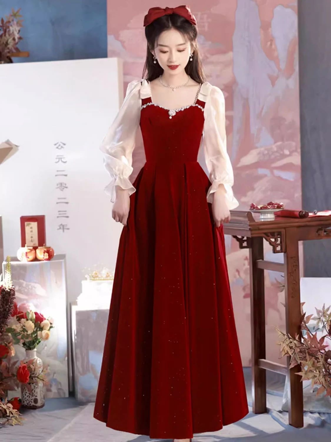 乾杯花嫁2025取得結婚証明書登録婚約ドレススカート女性宴会気質は通常着用可能