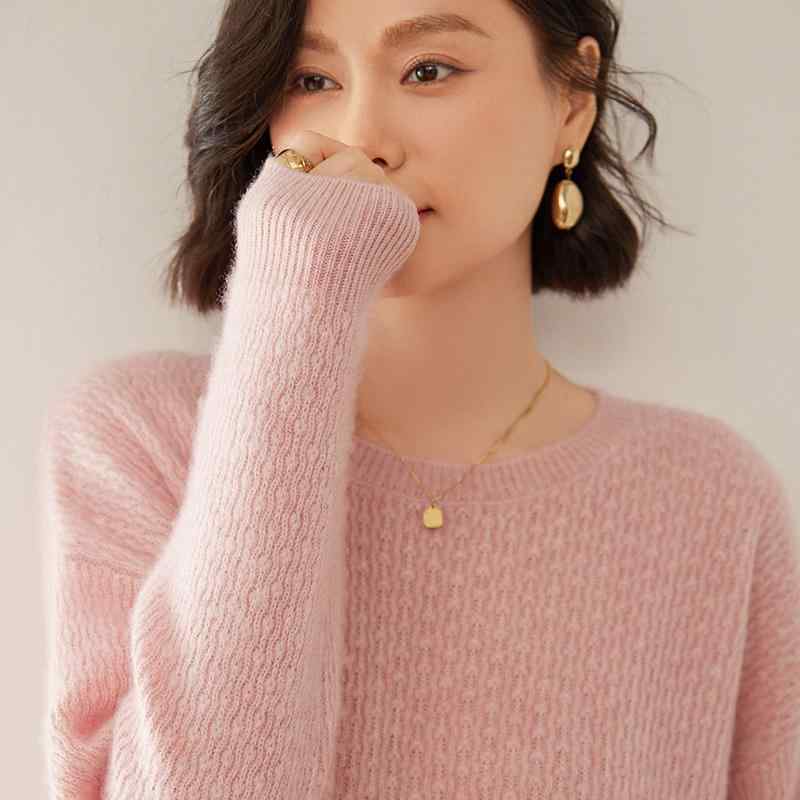 秋冬 コーデ レディース ファッション オシャレ 服 カワイイ シンプル 大人カワイイ 大きいサイズ ラウンドネック セーター ソリッドカラー プルオーバー スリム ニット