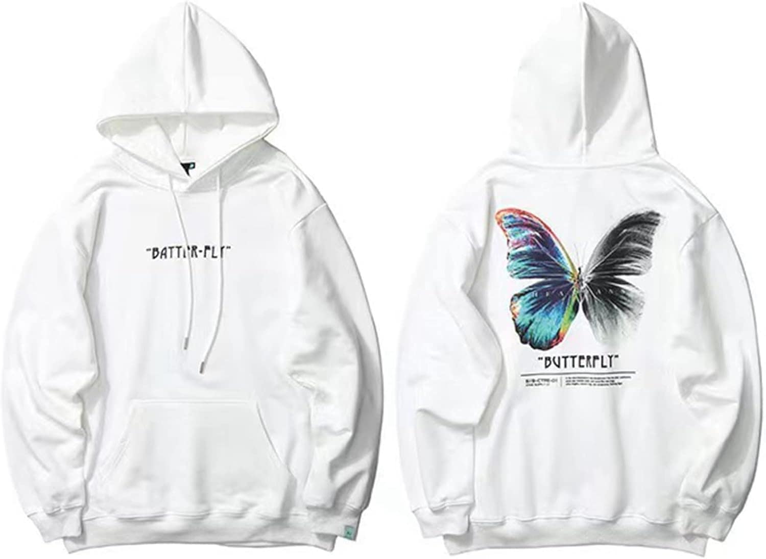 バタフライ柄 長袖 パーカー メンズ レディース 面白 原宿系 hip-hop トレーナー ファション ユニセックス スウェット プルオーバー サブカル ゴシックパンク クールゴス おしゃれ 大きいサ