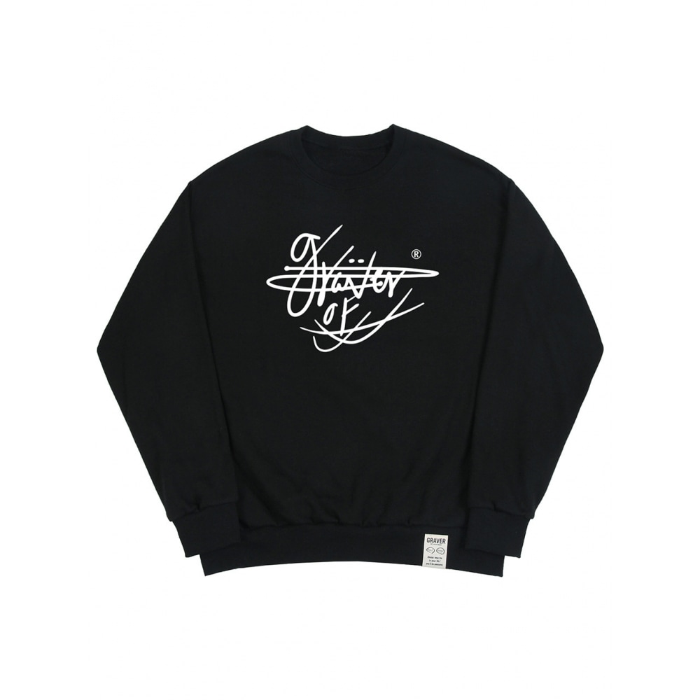 GRAVER ビッグレタリングサインスウェットシャツブラックホワイトロゴ