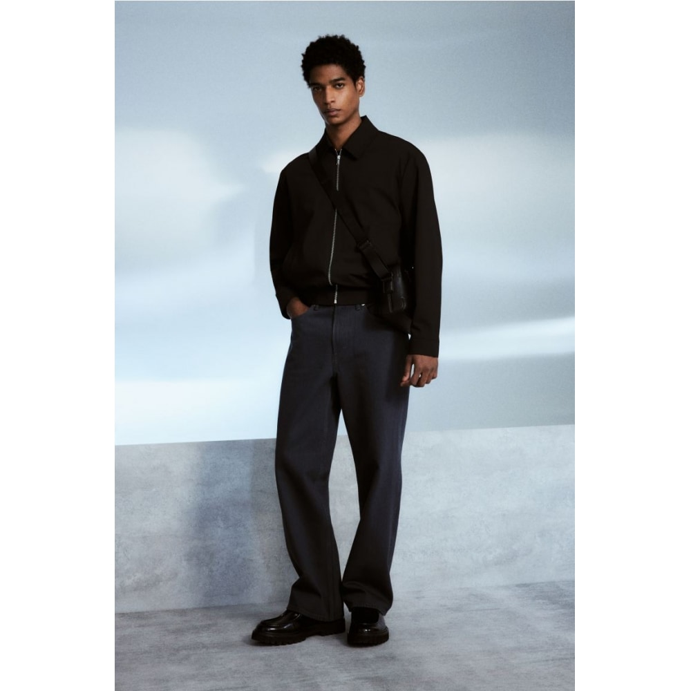 H&M リラックスフィット 5ポケットツイルパンツダークデニムグレー