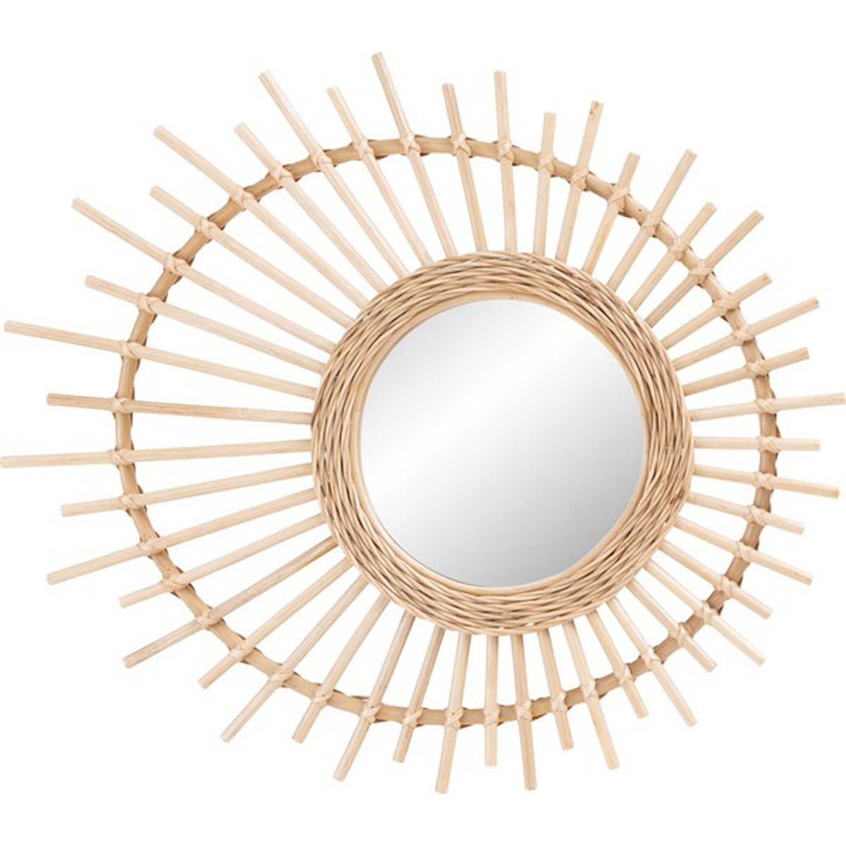 ミラー MR-715 鏡 姿見 壁掛け ウォールミラー 丸型 円型 ラタン 籐 シンプル おしゃれ ナチュラル リビング カフェ ショップ 店舗 5,336円