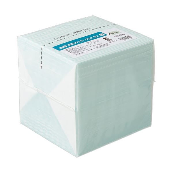 （まとめ） TANOSEE抗菌カウンタークロス ミニ グリーン 1パック（100枚） [x5セット]