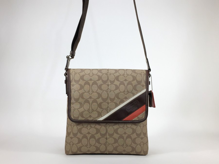 ショルダーバッグ シグネチャー ヘリテージ ストライプ メッセンジャーバッグ 【中古品】