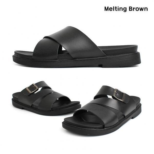 男性カジュアル牛革クッションスリッパ 2TYPE