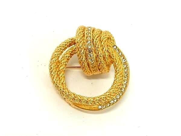 クリスチャンディオール ブローチ - メタル - ラインストーン ゴールド【本物保証】