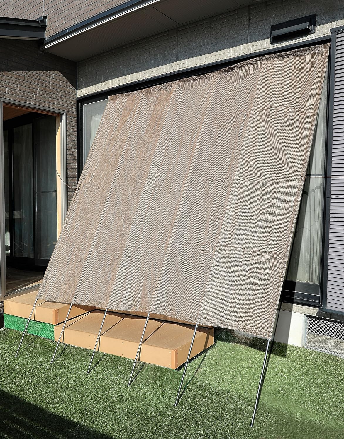 日よけ 日除け 目隠し ブラウン 奥行300×高さ280×幅3cm 簡単設置 サンシェード 工具不要 快適空間 簡単たてす メッシュ生地 電気代節約