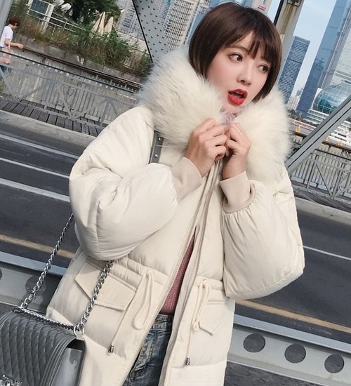 5236.ファーフード付きダウンコート（ホワイト）2019 春夏 sale 春夏 sale アウター ジャケット 美ライン おしゃれ きれいめ オフィス ビジネス お出かけ パーティー 女子会 普段使