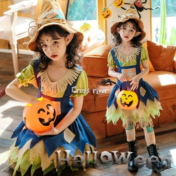 かかし 女の子 ハロウィーン衣装 ハロウィン コスプレ 魔女 デビル ハロウィン 仮装 小学生 ハロウィン ハロウィン キッズ ハロウィン 仮装 中学生 高校生 マジック 魔法使い キャスター 帽子付