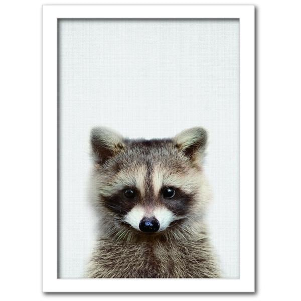 ファブリックパネル アートフレーム 飾り かわいい 動物 壁掛け ウォールデコレーション アライグマ あらいぐま Animal Children series Raccoon 317x440