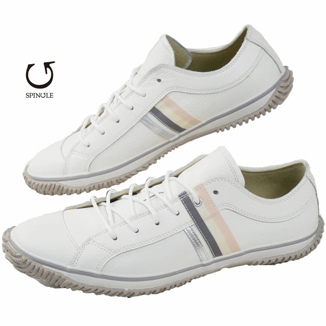 スピングル メンズ スニーカー ローカット レディース カジュアルシューズ 本革 日本製 レザースニーカー メイドインジャパン SP-168 ホワイト/ピンク 靴