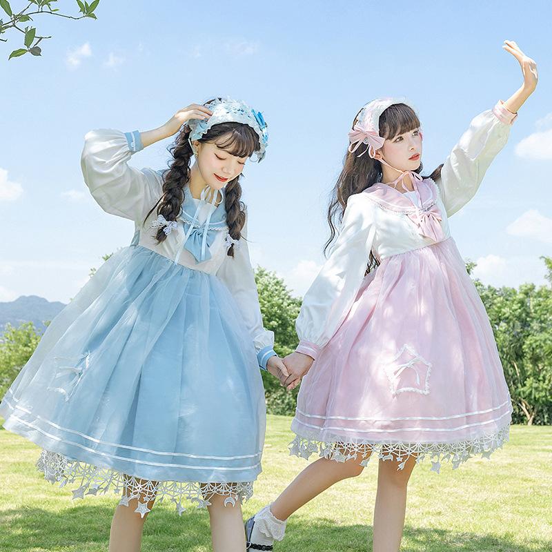 ロリータ ワンピース 長袖 セーラー服 春秋 レディース Lolitaペアコーデ 可愛い ゆめかわいい 学園風 コスプレ JK 制服
